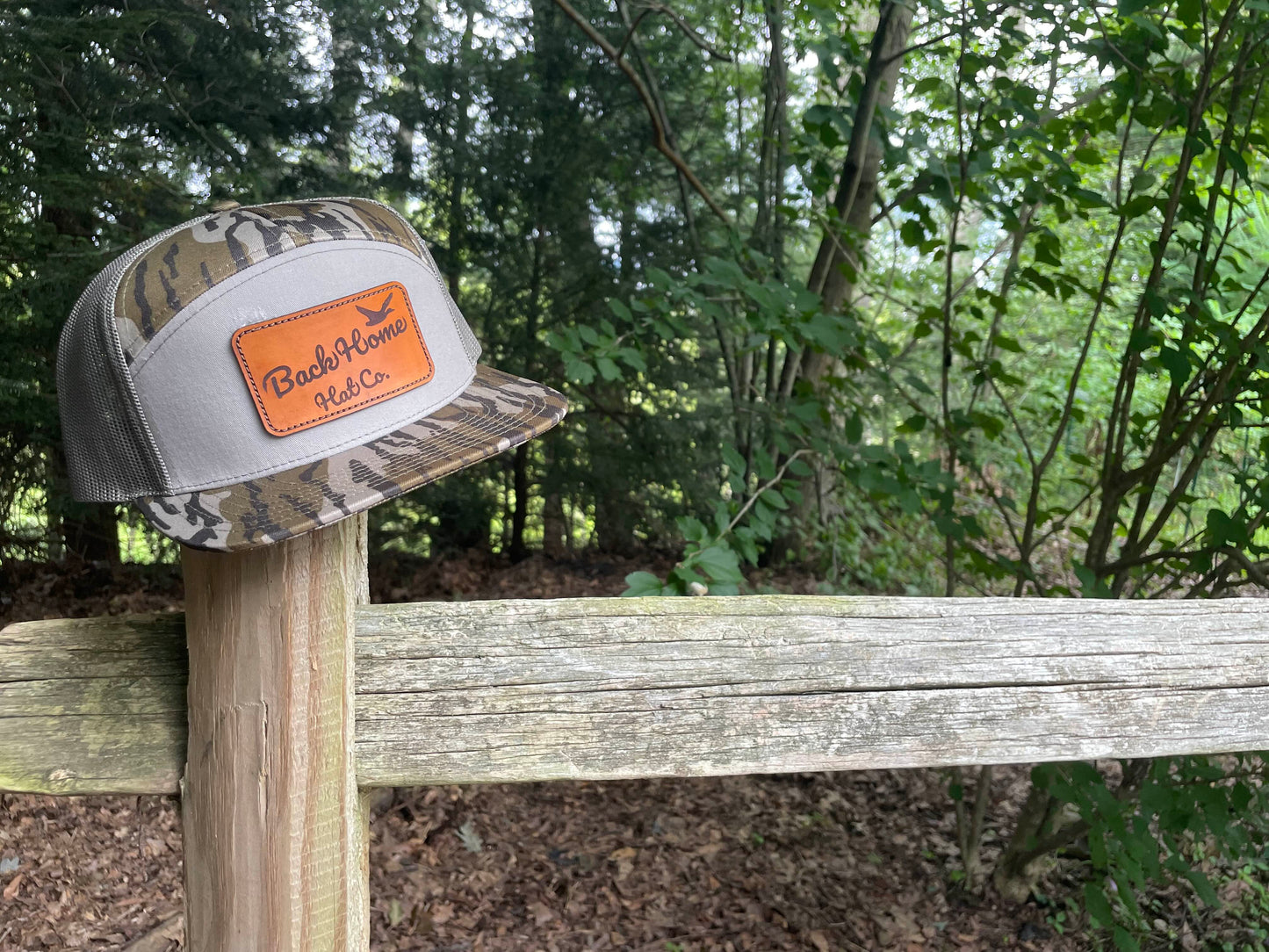 The Original - Back Home Hat Co. Leather Patched 7 Panel Snapback Flat Bill Hat