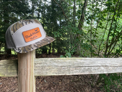 The Original - Back Home Hat Co. Leather Patched 7 Panel Snapback Flat Bill Hat