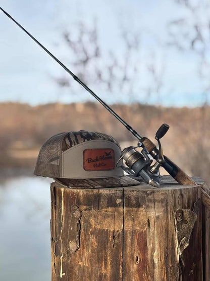 The Original - Back Home Hat Co. Leather Patched 7 Panel Snapback Flat Bill Hat